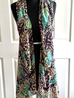 Vibrant Tropical Zebra Print Fabric Vest Top - Multicolor